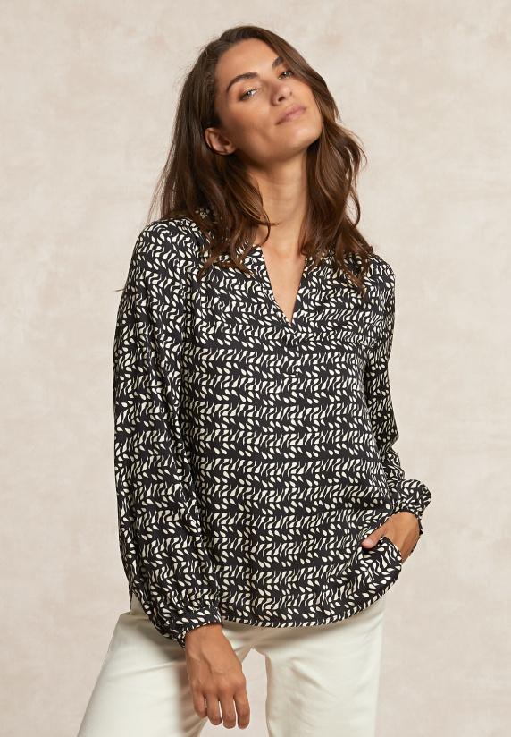river woods Fantasie viscose blouse zwart/wit