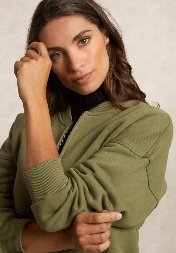 River Woods Fleece Bomber Cardigan Mosgroen