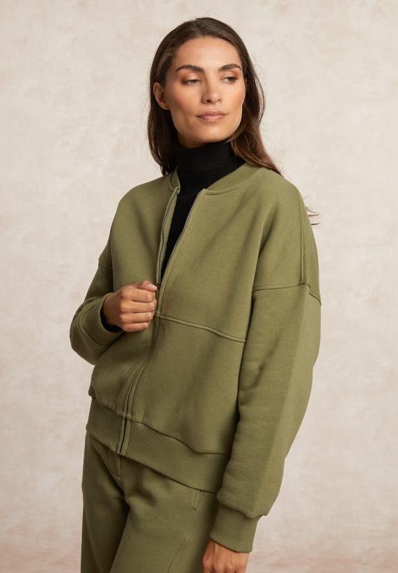 River Woods Fleece Bomber Cardigan Mosgroen
