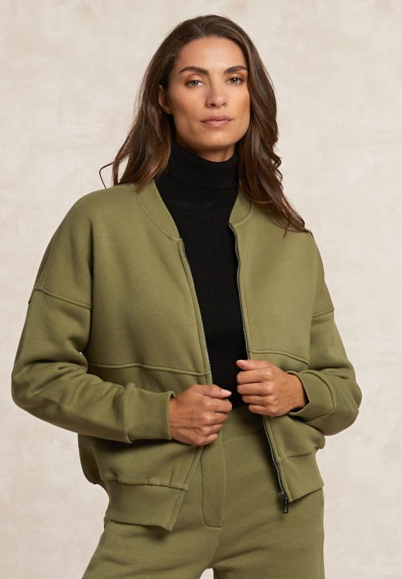 river woods Fleece bomber cardigan mosgroen