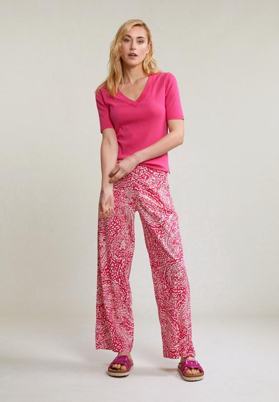 River Woods Fuchsia Basic V-hals T-shirt 1/2 Mouw