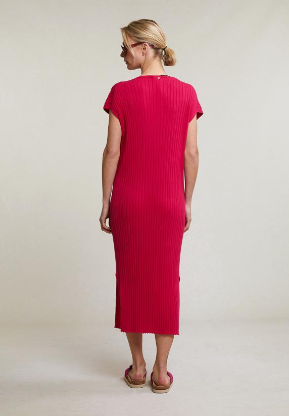 River Woods Fuchsia Geribde Mouwloze Jurk