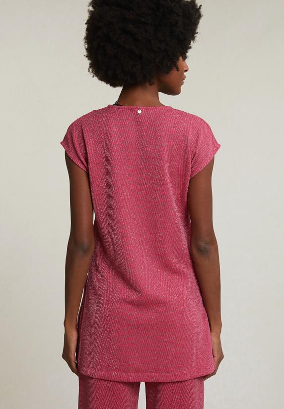 River Woods Fuchsia Mouwloze Glitter T-shirt