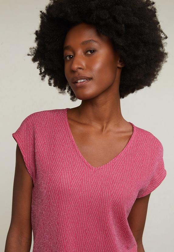 River Woods Fuchsia Mouwloze Glitter T-shirt