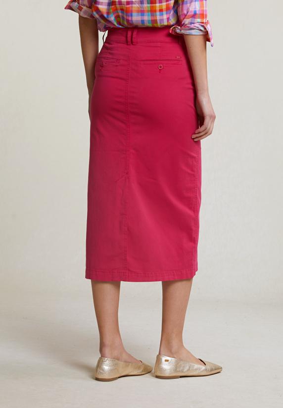 River Woods Fuchsia Stretch Midirok Met Split