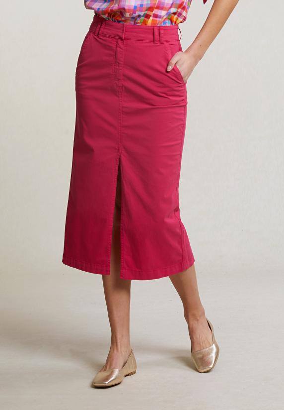River Woods Fuchsia Stretch Midirok Met Split