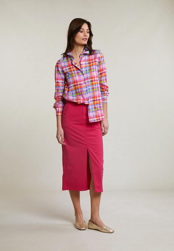 river woods Fuchsia stretch midirok met split