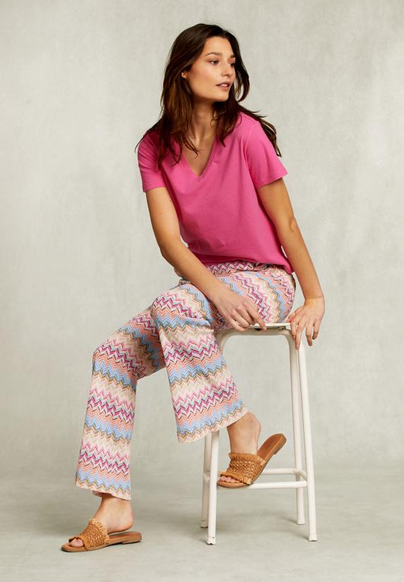 River Woods Fushia Basic V-hals T-shirt