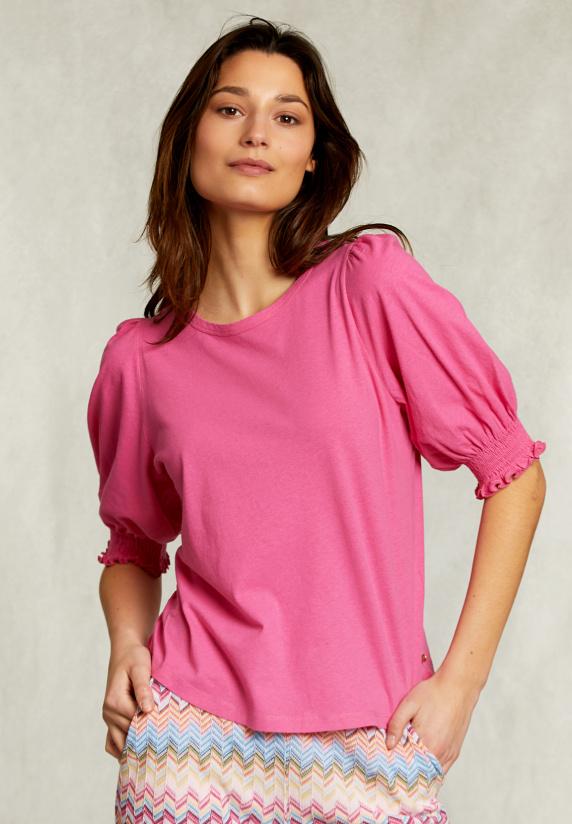 river woods Fushia T-shirt 3/4 mouwen met smock