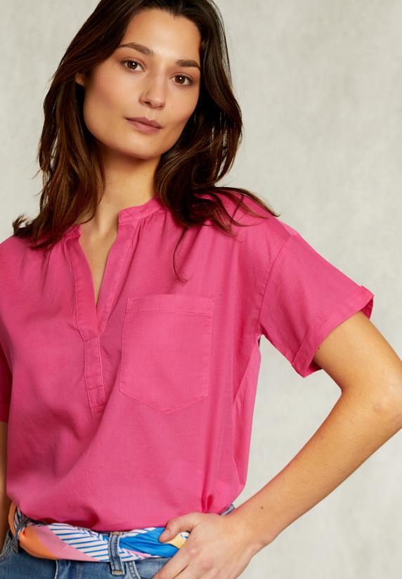 River Woods Fushia V-hals Blouse Met Zak