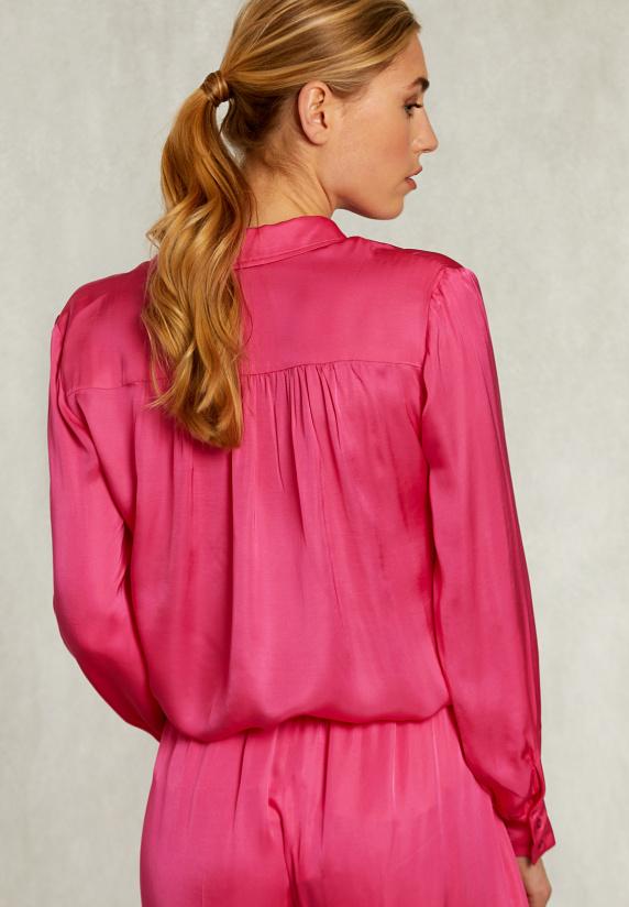 River Woods Fushia Viscose Blouse Met Knopen