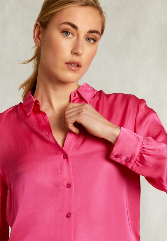 River Woods Fushia Viscose Blouse Met Knopen