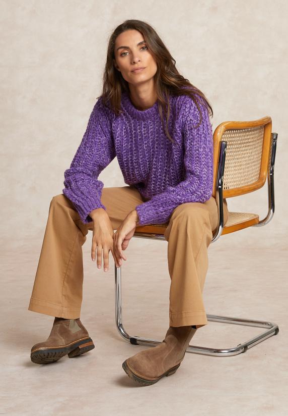 River Woods Gebreide Alpaca Trui Ronde Hals Paars