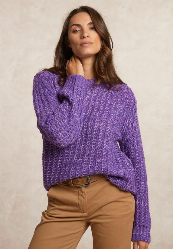 river woods Gebreide alpaca trui ronde hals paars