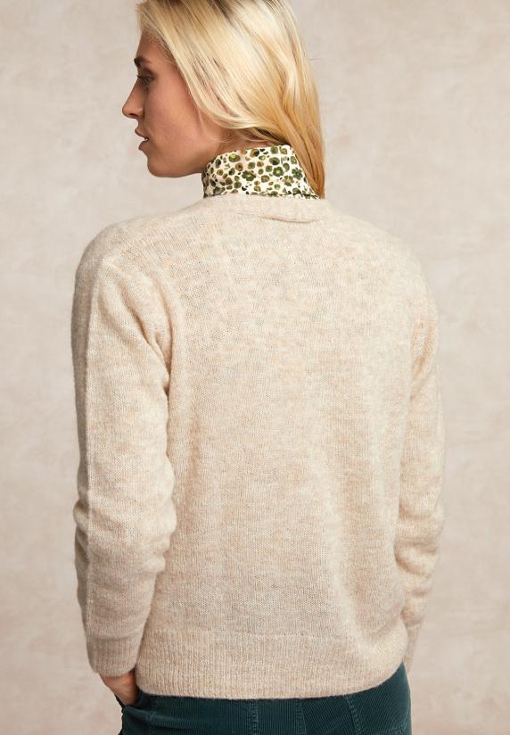 River Woods Geknoopte Alpaca V-hals Cardigan Beige