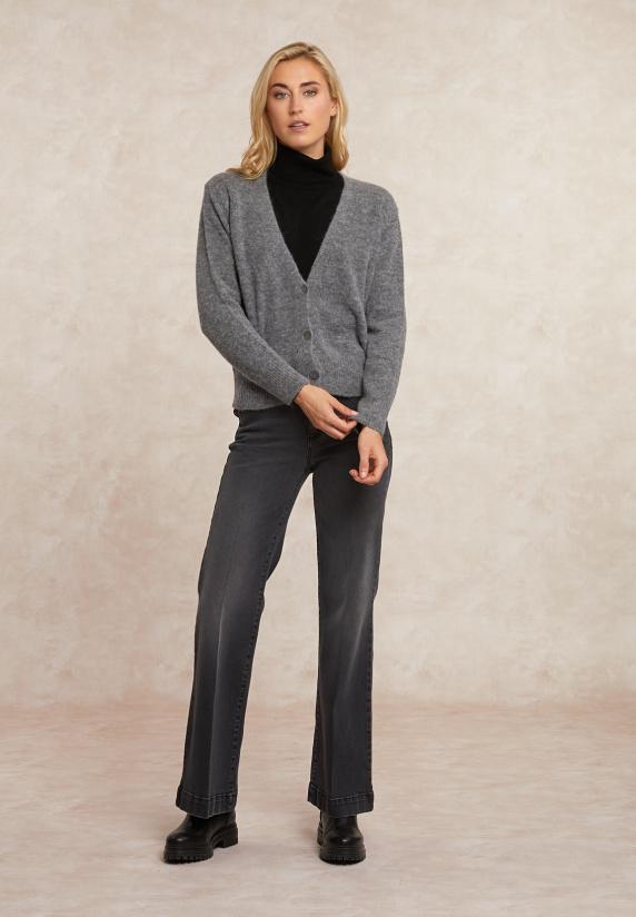 River Woods Geknoopte Alpaca V-hals Cardigan Grijs