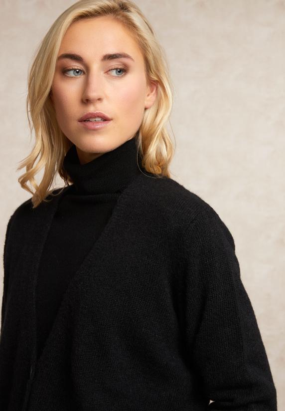 River Woods Geknoopte Alpaca V-hals Cardigan Zwart