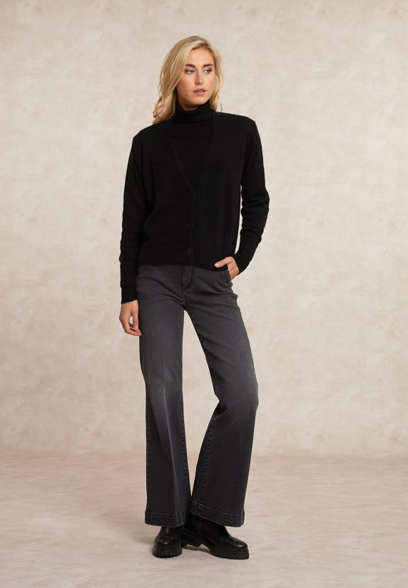 River Woods Geknoopte Alpaca V-hals Cardigan Zwart