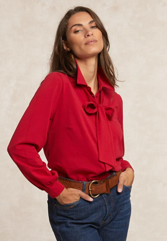 River Woods Geknoopte Blouse Met Strik Rood