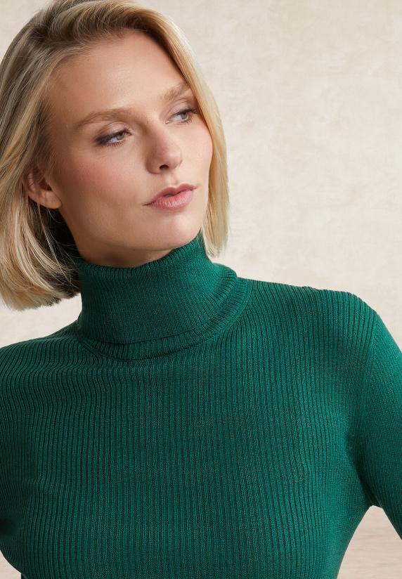 River Woods Geribde Rolkraagtrui Groen