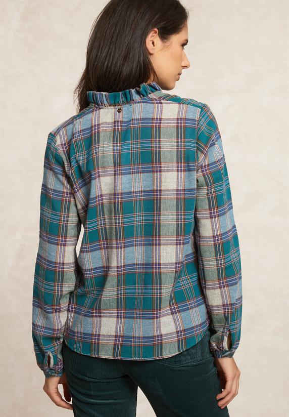 River Woods Geruite Blouse Pofmouwen