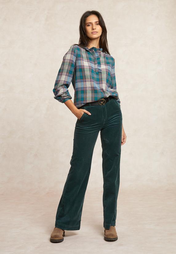 River Woods Geruite Blouse Pofmouwen