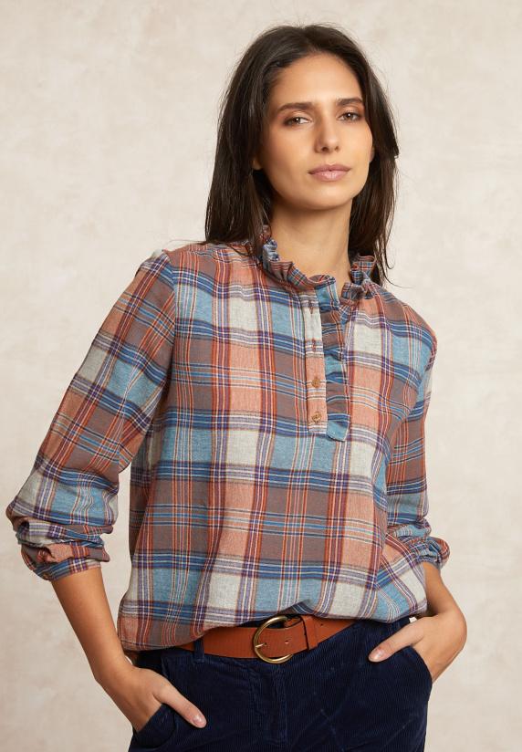 river woods Geruite blouse pofmouwen multi