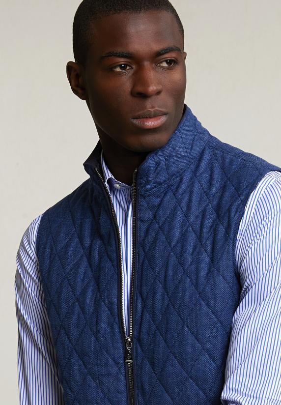 River Woods Geruite Gewatteerde Bodywarmer Blauw