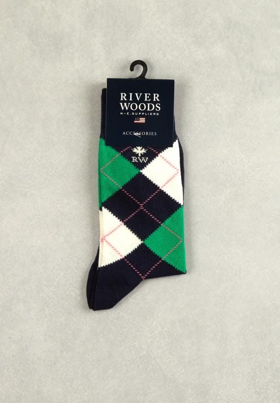 river woods Geruite katoenen sokken navy/groen