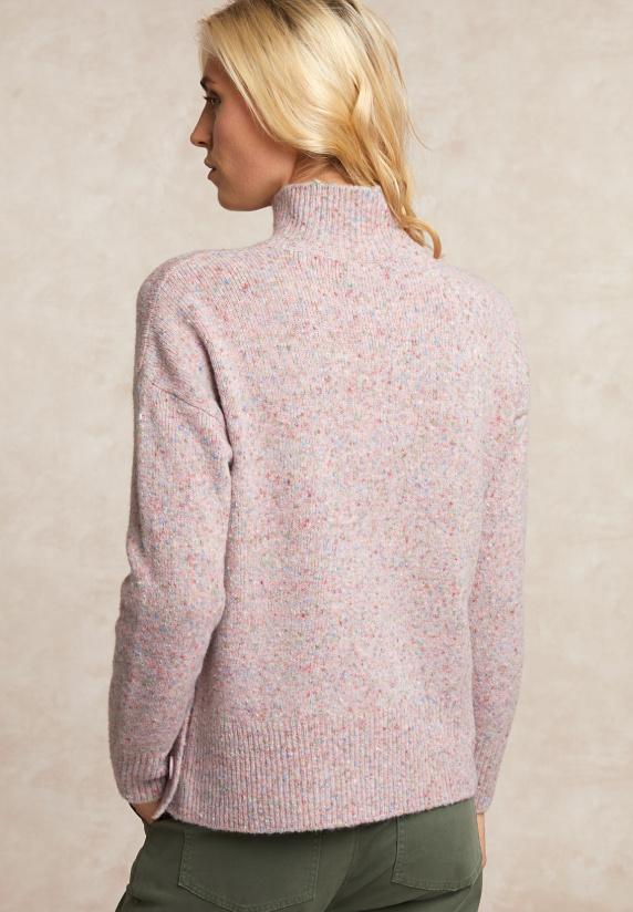 River Woods Gestipte Trui Opstaande Kraag Roze