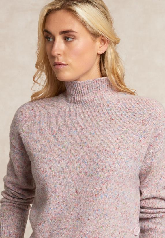 River Woods Gestipte Trui Opstaande Kraag Roze