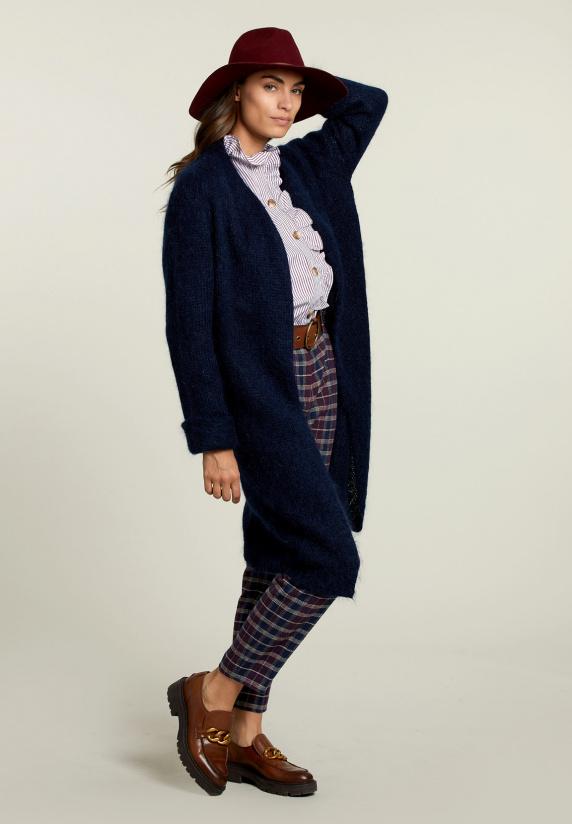 River Woods Gestreepte Blouse Ruffelkraag Rood/wit