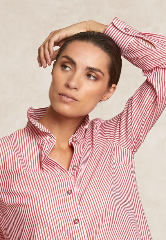 River Woods Gestreepte Glitter Blouse écru/rood