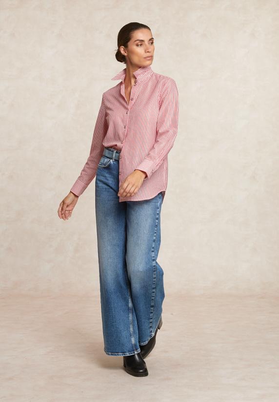 River Woods Gestreepte Glitter Blouse écru/rood