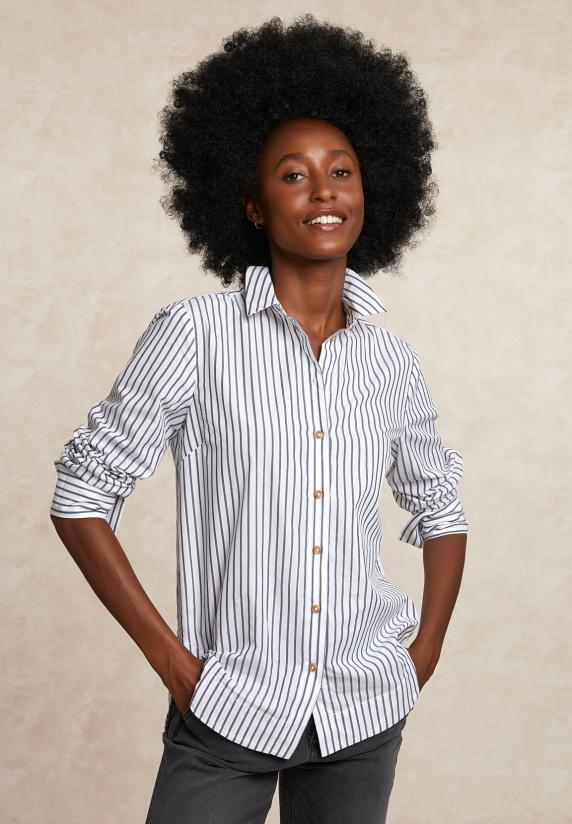 River Woods Gestreepte Glitter Blouse Grijs/wit