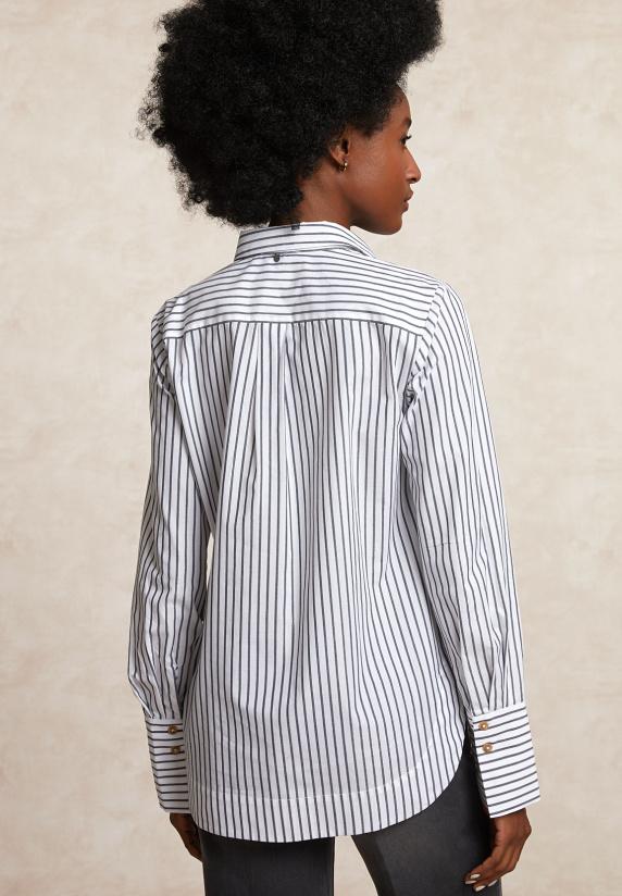 River Woods Gestreepte Glitter Blouse Grijs/wit