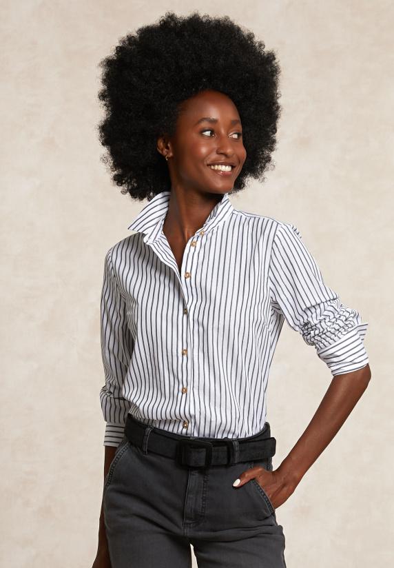 River Woods Gestreepte Glitter Blouse Grijs/wit