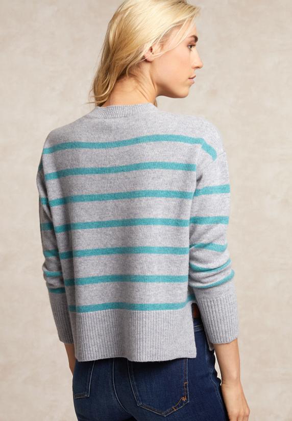 River Woods Gestreepte Merinotrui Grijs/saliegroen