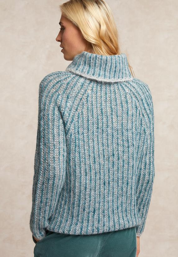 River Woods Gestreepte Rolkraag Trui Groen