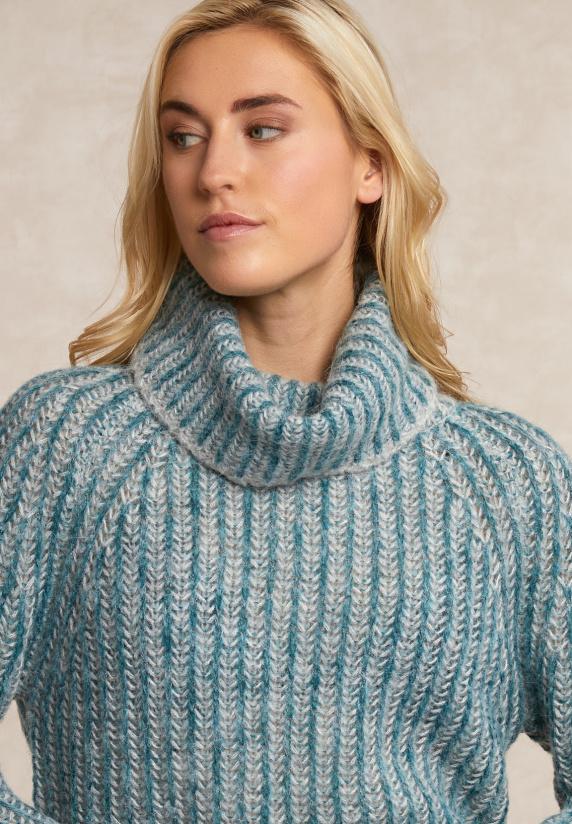 River Woods Gestreepte Rolkraag Trui Groen