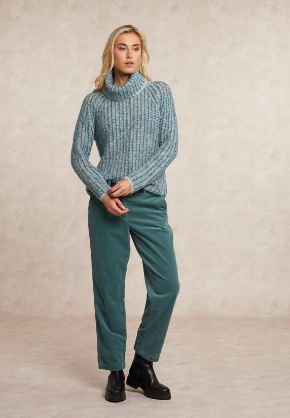 River Woods Gestreepte Rolkraag Trui Groen