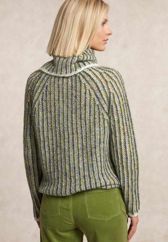 River Woods Gestreepte Rolkraag Trui Olijfgroen