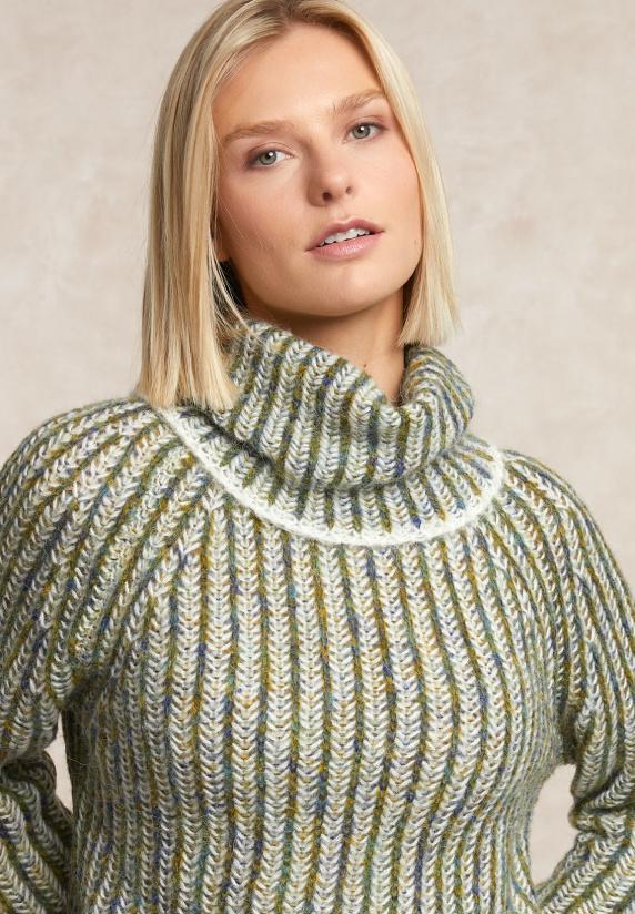 River Woods Gestreepte Rolkraag Trui Olijfgroen