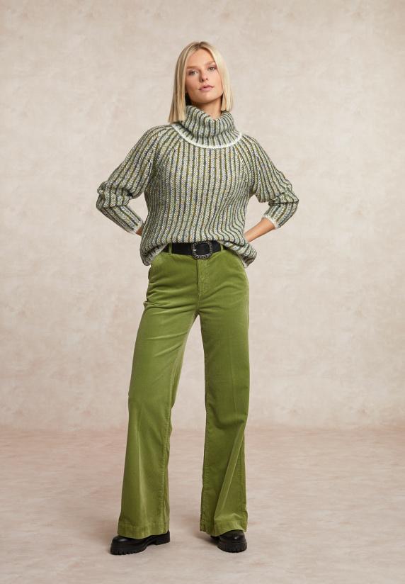 River Woods Gestreepte Rolkraag Trui Olijfgroen