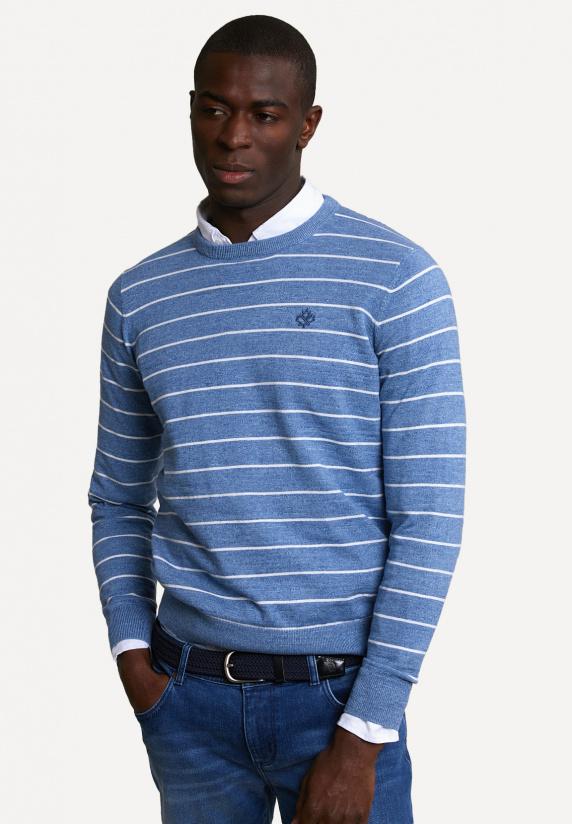 river woods Gestreepte trui ronde hals lt lake mix