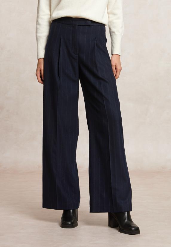 River Woods Gestreepte Wijde Bandplooibroek Blauw