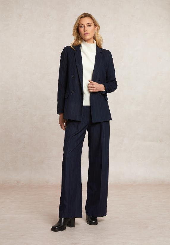 river woods Gestreepte wijde bandplooibroek blauw