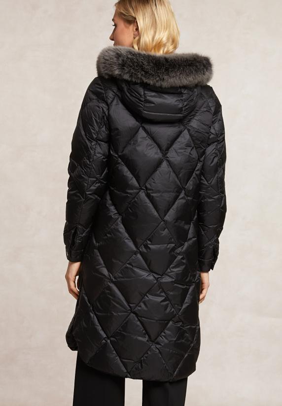 River Woods Gewatteerde Donsjas Met Kap Zwart