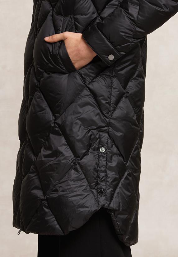 River Woods Gewatteerde Donsjas Met Kap Zwart