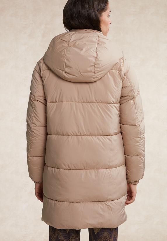 River Woods Gewatteerde Jas Met Kap Beige